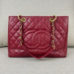 CHANEL Red Caviar Grand Shopping Tote GST Bag GHW Series 16
